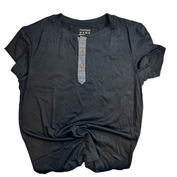 NWOT Men’s Black Short Sleeve Henley Tee Shirt - Size Small - Picture 3 of 6